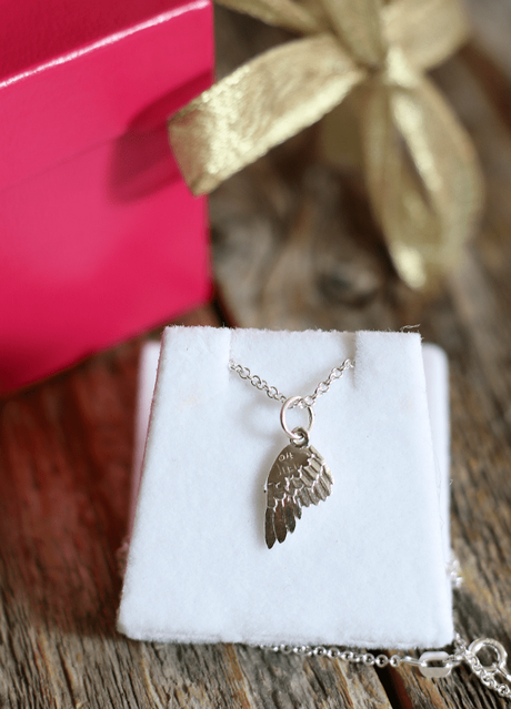 GIFT IDEA FOR HER: STERLING SILVER ANGEL WING NECKLACE