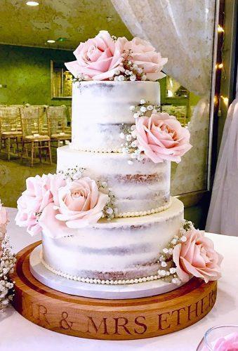 spring wedding cakes naked cake with roses frizellecakes