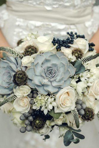 silver sage wedding bouquet with succulents and white flowers emmalawsonphoto
