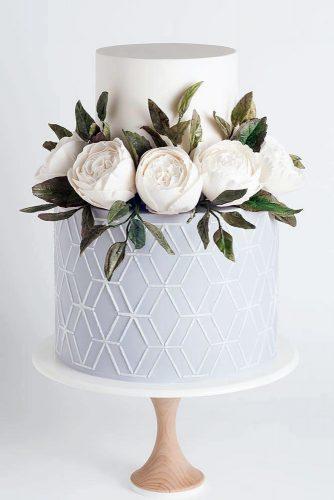 silver sage wedding white cake with geometry and roses sotiriasophie