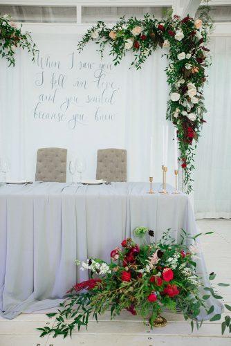 silver sage wedding table with red roses and greenery kristinaageevadecor