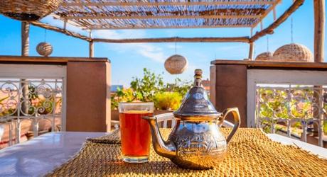 Moroccan mint tea served in a typical teapot