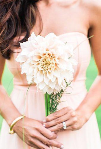 single stem wedding bouquets blush dahlia Natalie Jo Photography