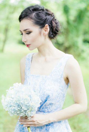 single stem wedding bouquets blue hydrangea Bespoke Brides Photography