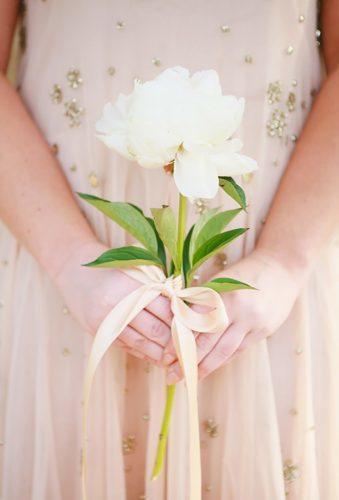 single stem wedding bouquets peony gold bow Diana Marie