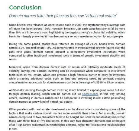 Escrow.com releases initial Domain Investment Index report Escrow.com