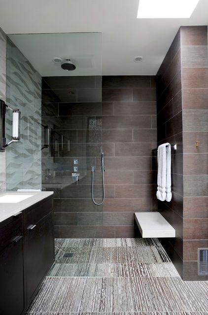 walk in showers glass panel tile floor curbless shower