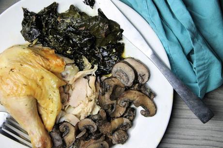 Roasted Chicken and Kale with Butter-Thyme Mushrooms – A Quick, Low-Carb, Delicious Ketogenic Meal