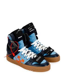 Blue Streak:  Off-White Off-Court Suede/Leather High-Top Sneakers