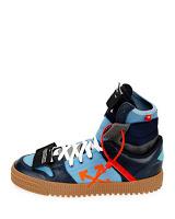 Blue Streak:  Off-White Off-Court Suede/Leather High-Top Sneakers