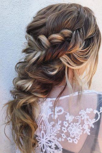 bohemian wedding hairstyles slightly messy braided hair down svglamour