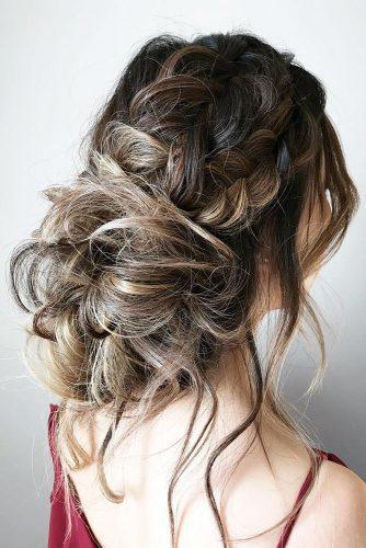 bohemian wedding hairstyles slightly messy volume updo with loose curls on long hair svglamour