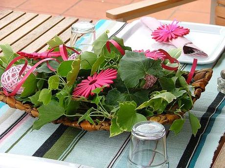 tablescape pink eggs & gerbera