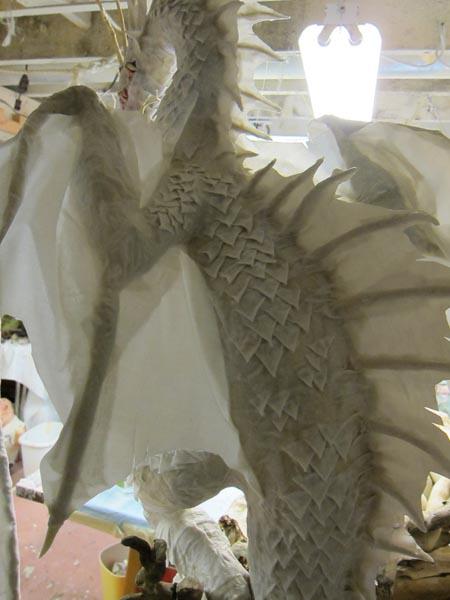 New Paper Mache Dragon- Head and scales