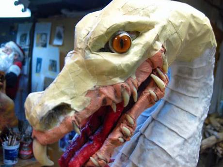 New Paper Mache Dragon- breastplates, start of the head