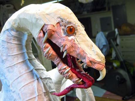 New Paper Mache Dragon- breastplates, start of the head