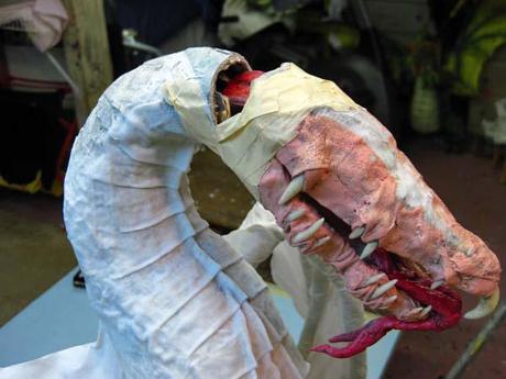 New Paper Mache Dragon- breastplates, start of the head