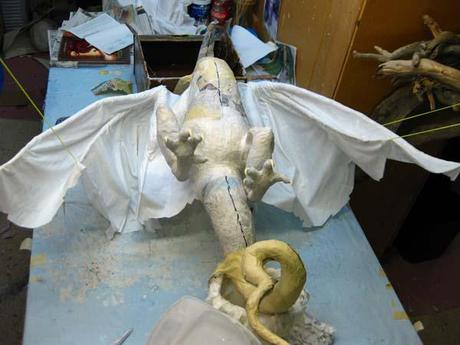 Paper Mache Dragon Pair- Wings