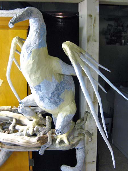 New Paper Mache Dragon- more assembly!