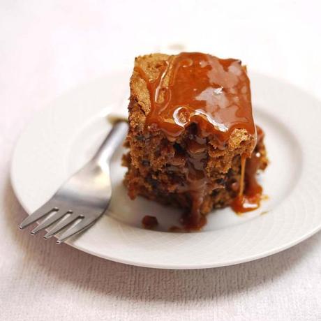 Chocolate Chip Cake with Caramel Glaze