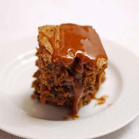 Chocolate Chip Cake with Caramel Glaze