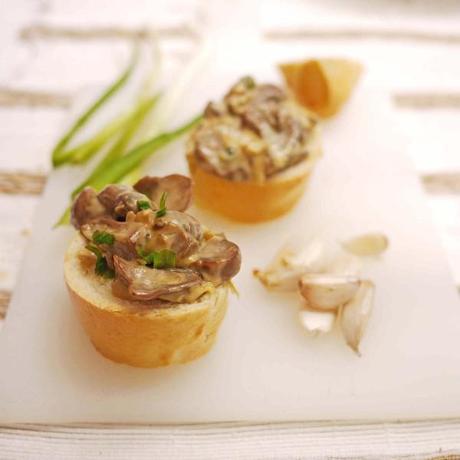 Baguette and Mushroom Crostini