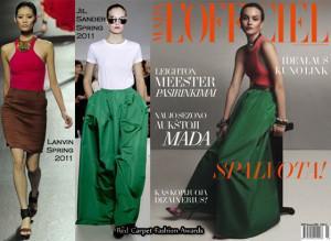 leighton meester wearing jil sander emerald skirt