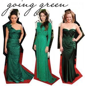 angelina jolie and mila kunis wearing emerald green