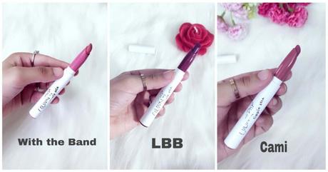 colorpop lippie stix review and swatches, cami, lbb, with the band