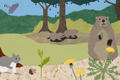 HAPPY GROUNDHOG DAY! Illustration from my book A DAY AND NIGHT IN THE FOREST