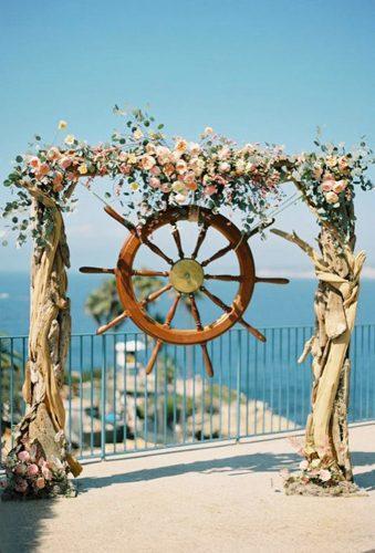 nautical wedding decor ideas nautical arch with flower ashleykelemen