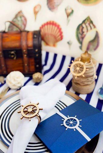 nautical wedding decor ideas white blue napkins InaBow