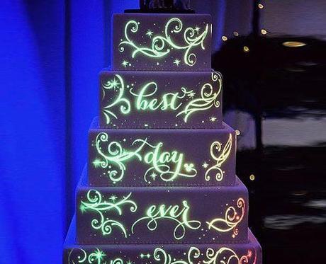 wedding tech trend light projections disney on a wedding cake