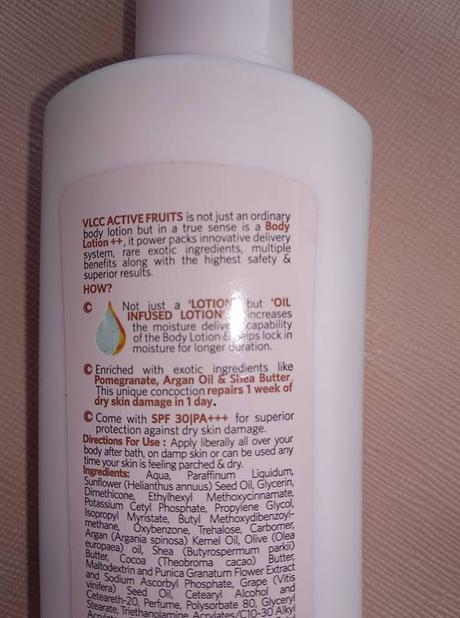 VLCC Active Fruits Damage Repair Body Lotion SPF 30 Review