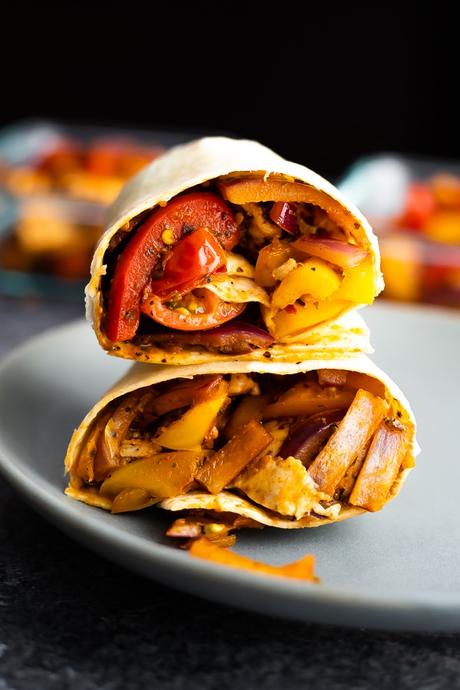 cajun chicken wrap recipe stacked on a plate