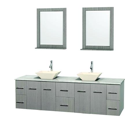 cantra floating double bathroom vanity with two vessel sinks in oak