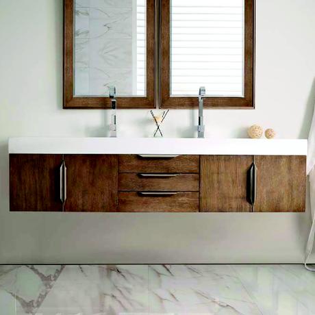 mercer island double sink floating vanity in latte oak