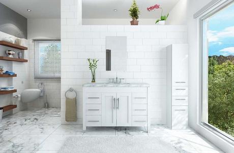 trade winds imports white bathroom vanity with modern marble countertop