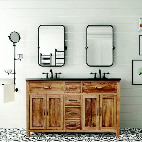 woodland bluestone farmhouse double vanity made from reclaimed wood