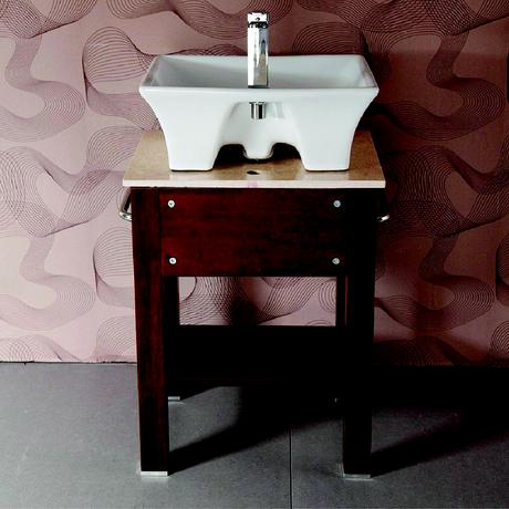 willowapple single brown wood vanity with vessel sink