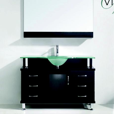 vincente single bath vanity in espresso with elevated glass top