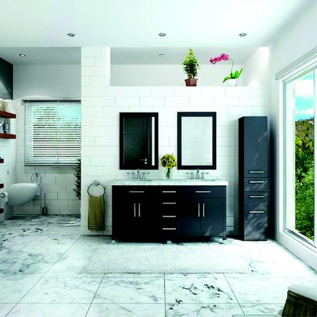 rana double bathroom vanity with white stone top in espresso