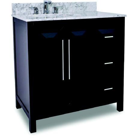 single vero vanity with marble top in dark espresso