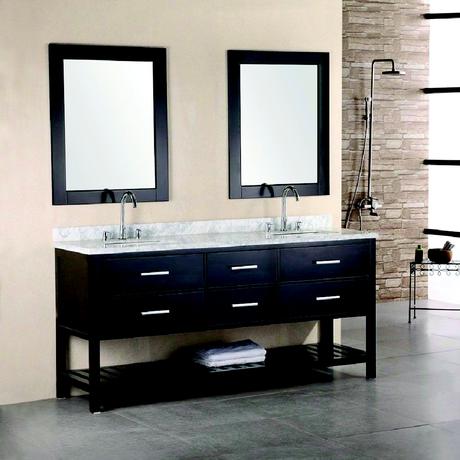 dark wood standing double vanity