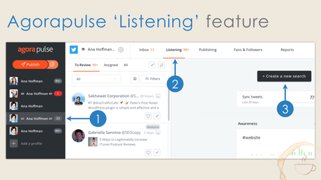How Agorapulse Listening feature helps you to follow new users on Twitter.