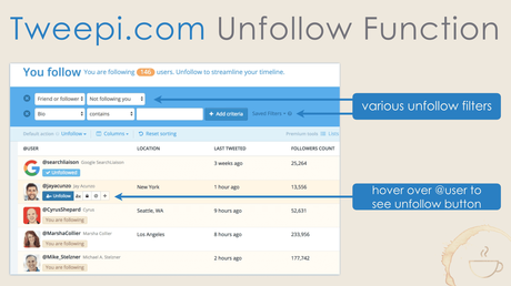 How to unfollow Twitter users with Tweepi.