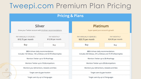 Tweepi.com pricing.