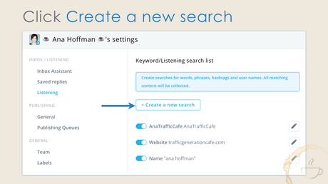 Create a new search in Agorapulse to follow more Twitter users