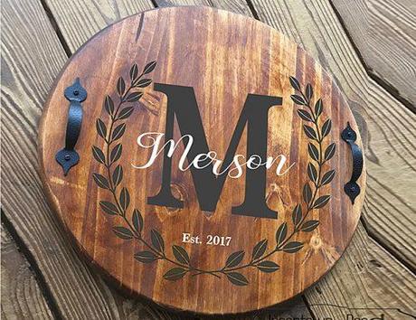 bridal shower gifts round wood tray