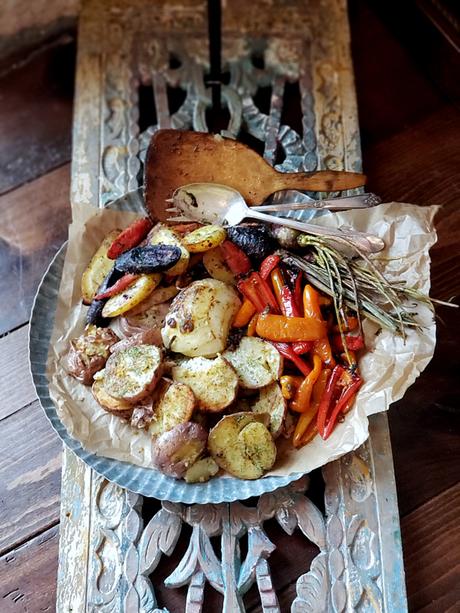 oven roasted garlic and herb veggies